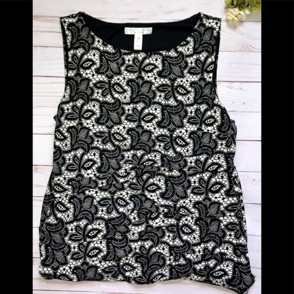 London Times Black Cream Floral Dress /8P - Picture 3 of 11